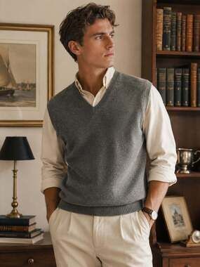 Vintage Barrie Connell’s 100% Cashmere Sweater Vest Gray Scotland L XL